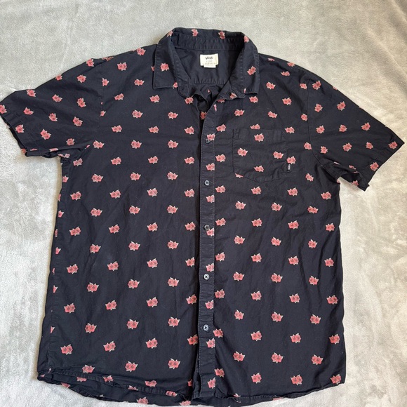 Vans Other - Vans Black Casual Button Down Shirt with Roses, Men's Size XL